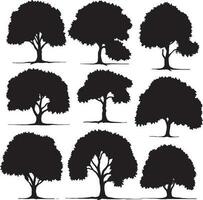 Tree silhouette set in white background vector