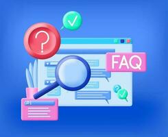 3d FAQ or Frequently Asked Questions Concept Plasticine Cartoon Style. Vector