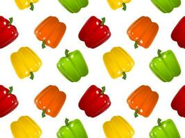 Realistic Detailed 3d Color Bell Peppers Seamless Pattern Background. Vector
