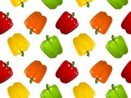 Realistic Detailed 3d Color Bell Peppers Seamless Pattern Background. Vector