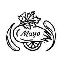 Mayonnaise Typography Sign Thin Line Badge Label. Vector