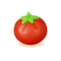 3d Fresh Vegetable Whole Red Tomato Concept Cartoon Style. Vector