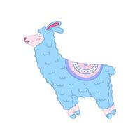 Cartoon Color Character Doodle Llama. Vector