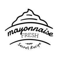 Mayonnaise Typography Sign Thin Line Badge Label. Vector