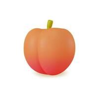 3d Fresh Fruit Whole Peach Concept Cartoon Style. Vector