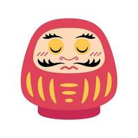 Cartoon Color Character Daruma Icon. Vector