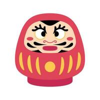 Cartoon Color Character Daruma Icon. Vector