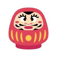 Cartoon Color Character Daruma Icon. Vector