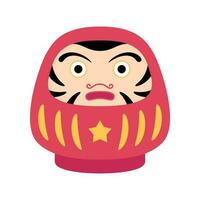 Cartoon Color Character Daruma Emoticon Icon. Vector