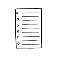 Paper note sketch. Hand drawn note sheet for message. Doodle illustration isolated on white background vector