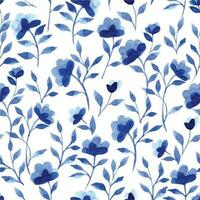 watercolor seamless pattern with blue flowers. small wild flowers on a white background. vector