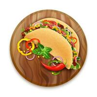 Realistic Detailed 3d Taco Mexican Food. Vector