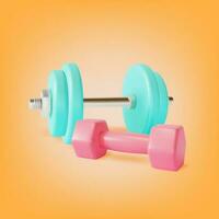 3d Gym Equipment Dumbbell Set Cartoon Style. Vector