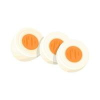 Cartoon Color Sliced Boiled Chicken Eggs. Vector