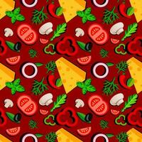 Cartoon Color Ingredients Pizza Seamless Pattern Background. Vector