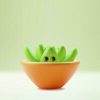 3d Character Mascot Succulent Houseplant Cartoon Style. Vector