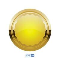 Gold circle glossy button. vector