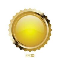 Golden round shape badge. vector