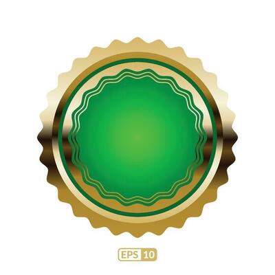 Golden label vector. Luxury green badge and label.
