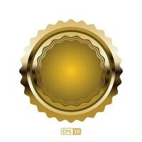 Gold seal vector illustration. Luxury yellow badge and label