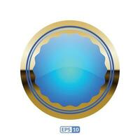 Royal blue circle glossy button. vector