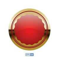 Red circle glossy button. vector