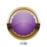 Purple circle glossy button. vector