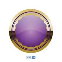 Purple circle glossy button. vector