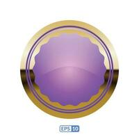 Violet circle glossy button. vector