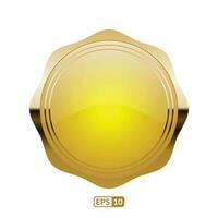 Zigzag circle gold glossy button. vector