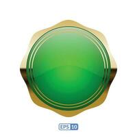 Zigzag circle green glossy button. vector