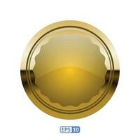 Yellow circle glossy button. vector