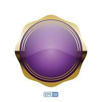 Zigzag circle purple glossy button. vector