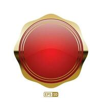 Zigzag circle red glossy button. vector