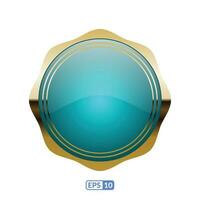 Zigzag circle sky blue glossy button. vector