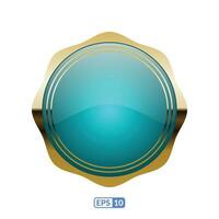 Zigzag circle sky blue glossy button. vector