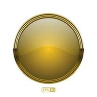 Luxury yellow glossy button. vector