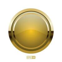 Yellow luxury circle button. vector
