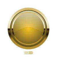 Yellow luxury circle button. vector