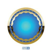 oro marco circulo conformado real azul insignia. vector