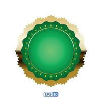 Zigzag gold frame round jade blue badge EPS10. vector