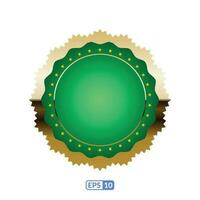 Zigzag gold frame round jade blue badge EPS10. vector