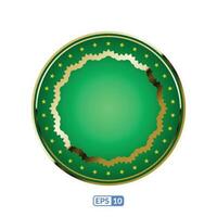 oro marco redondo jade verde etiqueta insignia. vector