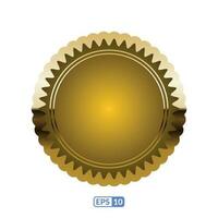 Golden zigzag frame orange round badge EPS10. vector