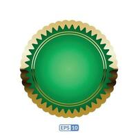 Golden zigzag frame jade green round badge EPS10. vector