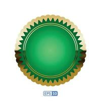 Golden zigzag frame jade green round badge EPS10. vector