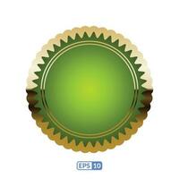 Golden zigzag frame lime green round badge EPS10. vector