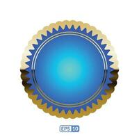 Golden zigzag frame royal blue round badge EPS10. vector