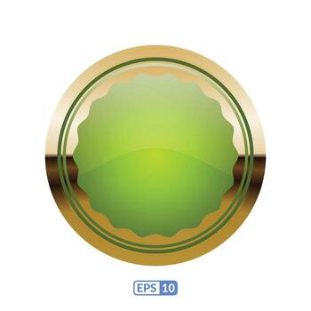 verde circulo lustroso diseño botón. vector