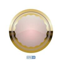 Creamy gold circle glossy button. vector